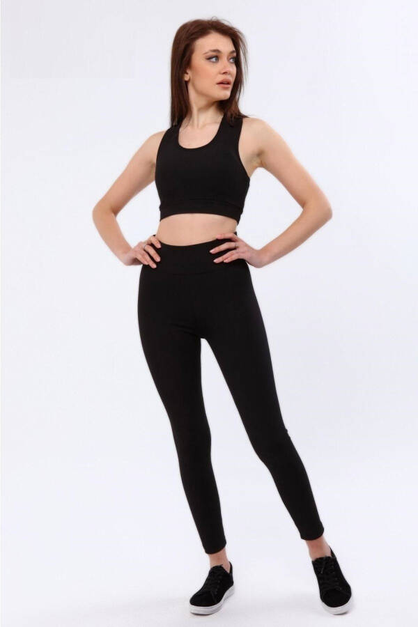 Yuqori bel bilan shakllantiruvchi qovurg'ali leggings - 1