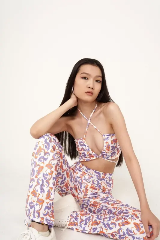 Yuqori Bel Ispancha Oyoq Egiluvchan Ricca Pantoolon Bey - 2