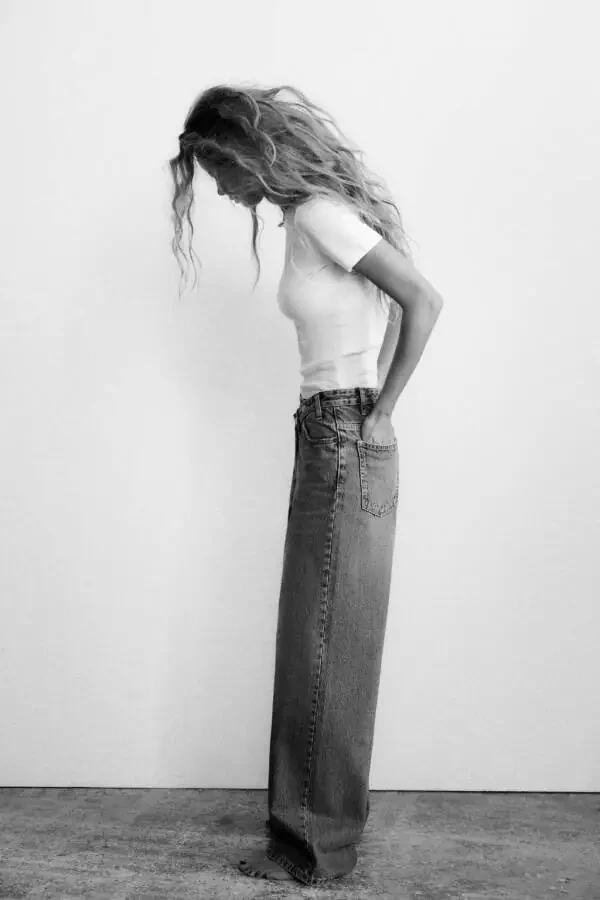 YUQORI BEL KESIM TRAF KENG OYOQ JINSI-Ko'k - 4