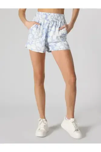 Yuqori bel, ko'k, bosma ayollar uchun shortilar. - 5