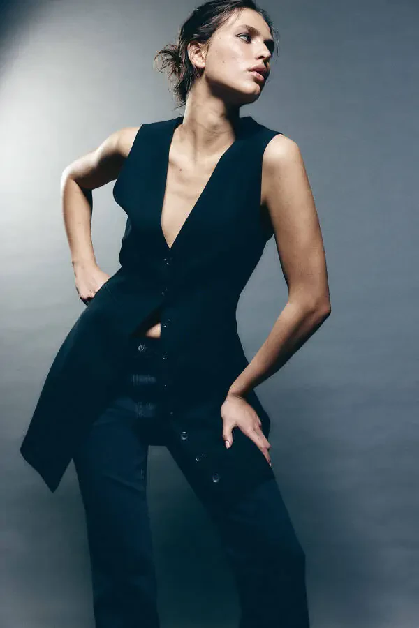 Yuqori belli shim kiyimli jinsi shimlar - 1