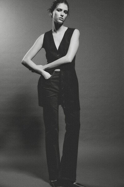 Yuqori belli shim kiyimli jinsi shimlar - H&M (1)