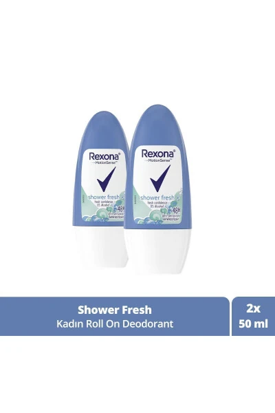 Yuqori himoya Ayollar uchun Roll-On Deodoranti Shower Fresh 72 soat uzluksiz himoya 50 ml X2 - REXONA