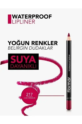 Yuqori pigmentli & Mat qoplamali suvga chidamli lab qalami-217 CHIC CRIMSON - 3