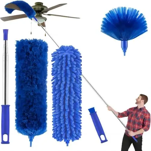 Yuqori shiftlar uchun Buysenton mikrofiber changyutgich, fan to'rlarini tozalash uchun changyutgich, 100 dyuymli teleskopik uzaytirish novchasi to'plami, qayta ishlatiladigan changyutgich, shift ventilyatorlari to'rlarini, pardalarni tozalash uchun yengil yuviladigan changyutgich. - Modazone