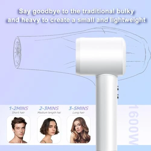 Yuqori tezlikdagi ionli fen - Tez quritish uchun 110000 aylanish tezligidagi cho'tkasiz dvigatelli manfiy ionli fenlar Jimgina past shovqinli termo-boshqaruvli professional soch quritish mashinasi (Oq) - 8