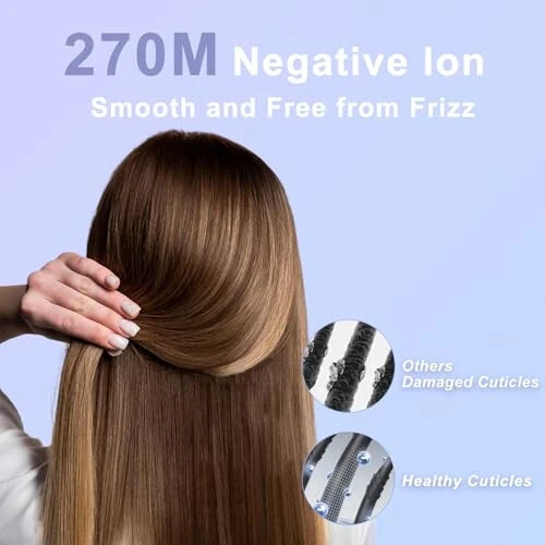 Yuqori tezlikdagi ionli fen - Tez quritish uchun 110000 aylanish tezligidagi cho'tkasiz dvigatelli manfiy ionli fenlar Jimgina past shovqinli termo-boshqaruvli professional soch quritish mashinasi (Oq) - 4