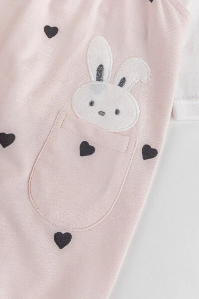 Yurak naqshli fırfırlı 100% paxta qiz bola penye tulum salopet komplekti - 4