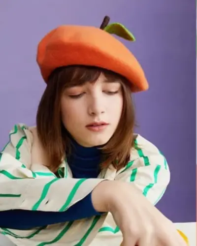 Yuri Japan Fruits Orange Peach Beret Cute Lolita Girl Hat Painter Cap Accessories for Women Gift - 5