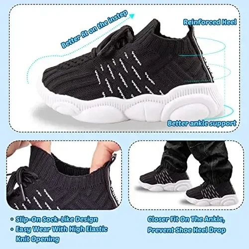 Toddler Baby Girls Boys Tennis White Walking Barefoot Slip on Shoes 18-24 Months Size 5 Wide Toe Box Summer Soft Sole Flexible Dinosaur Cheer Shoes Breathable Outdoor Soccer Rubber Sneakers - 3