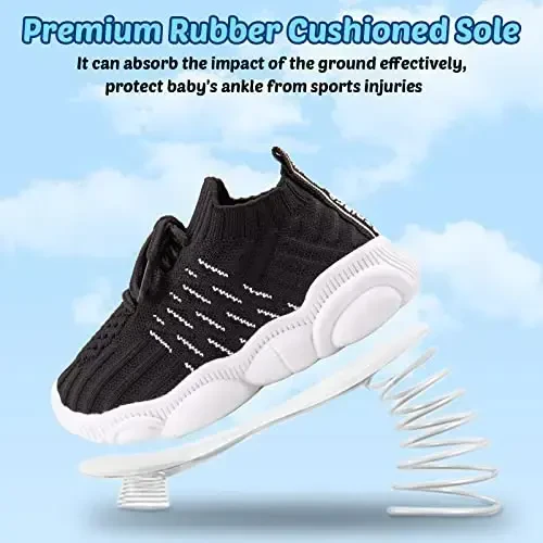 Toddler Baby Girls Boys Tennis White Walking Barefoot Slip on Shoes 18-24 Months Size 5 Wide Toe Box Summer Soft Sole Flexible Dinosaur Cheer Shoes Breathable Outdoor Soccer Rubber Sneakers - 4