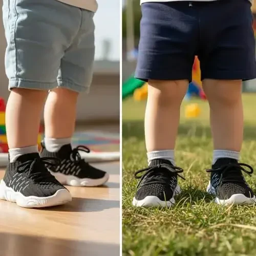 Toddler Baby Girls Boys Tennis White Walking Barefoot Slip on Shoes 18-24 Months Size 5 Wide Toe Box Summer Soft Sole Flexible Dinosaur Cheer Shoes Breathable Outdoor Soccer Rubber Sneakers - 5