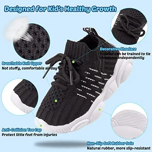 Toddler Baby Girls Boys Tennis White Walking Barefoot Slip on Shoes 18-24 Months Size 5 Wide Toe Box Summer Soft Sole Flexible Dinosaur Cheer Shoes Breathable Outdoor Soccer Rubber Sneakers - 6