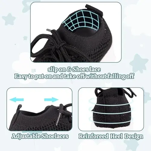 Toddler Baby Girls Boys Tennis White Walking Barefoot Slip on Shoes 18-24 Months Size 5 Wide Toe Box Summer Soft Sole Flexible Dinosaur Cheer Shoes Breathable Outdoor Soccer Rubber Sneakers - 2