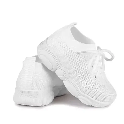 Toddler Baby Girls Boys Tennis White Walking Barefoot Slip on Shoes 18-24 Months Size 5 Wide Toe Box Summer Soft Sole Flexible Dinosaur Cheer Shoes Breathable Outdoor Soccer Rubber Sneakers - 1