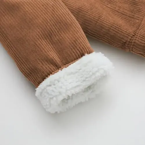 Morubut Toddler Boy Winter Thick Corduroy Coat Baby Boys Sherpa Lined Jacket Outwear - 4