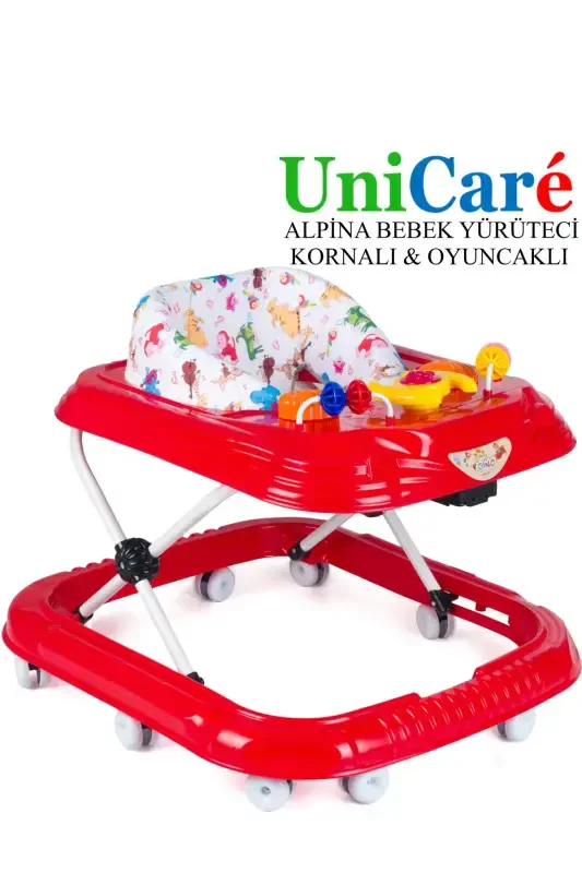 Yürüteç Bebek Yürüteci Örümcek Kornalı Oyuncaklı Bebek Yürüteci 3 Kademeli İlk Adım Yürüme Arkadaşı-KIRMIZI - Modazone