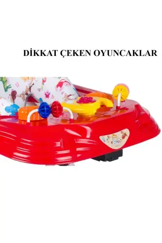Yürüteç Bebek Yürüteci Örümcek Kornalı Oyuncaklı Bebek Yürüteci 3 Kademeli İlk Adım Yürüme Arkadaşı-KIRMIZI - Modazone (1)