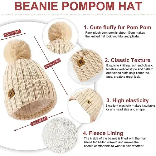 Yusongirl Winter Women Scarf Gloves Beanie Ear Muffs Socks Set Cold Weather Warm Knit Hat Fleece Long Neck Warmer 5 in 1 Set - Modazone (1)