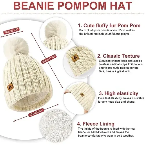 Yusongirl Winter Women Scarf Gloves Beanie Ear Muffs Socks Set Cold Weather Warm Knit Hat Fleece Long Neck Warmer 5 in 1 Set - 2