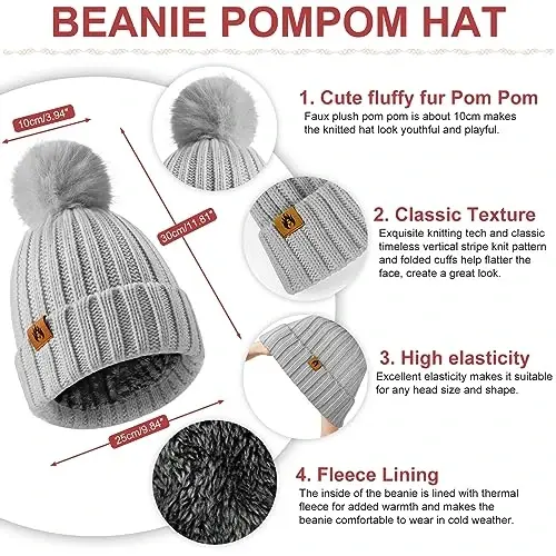 Yusongirl Winter Women Scarf Gloves Beanie Ear Muffs Socks Set Cold Weather Warm Knit Hat Fleece Long Neck Warmer 5 in 1 Set - Modazone (1)