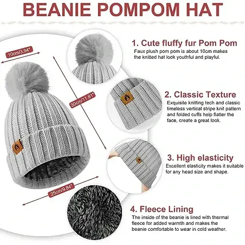 Yusongirl Qishki Ayollar Sharf Qo'lqoplar Beanie Quloqchinlar Paypoqlar To'plami Sovuq Ob-Havo Issiq Trikotaj Shlyapa Fleece Uzun Bo'yin Isitgich 5 in 1 To'plam - 2