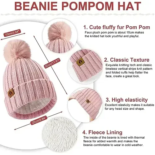 Yusongirl Qishki Ayollar Sharf Qo'lqoplar Beanie Quloqchinlar Paypoqlar To'plami Sovuq Ob-Havo Issiq Trikotaj Shlyapa Fleece Uzun Bo'yin Isitgich 5 in 1 To'plam - MODAZONE (1)