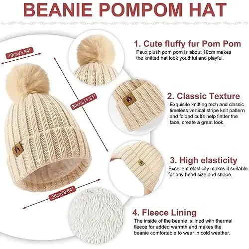 Yusongirl Qishki ayollar sharf qo'lqoplari Beanie quloqchinlari paypoq to'plami Sovuq ob-havo iliq trikotaj shlyapa jun uzun bo'yin isitgichi 5 tadan 1 to'plam - Modazone (1)