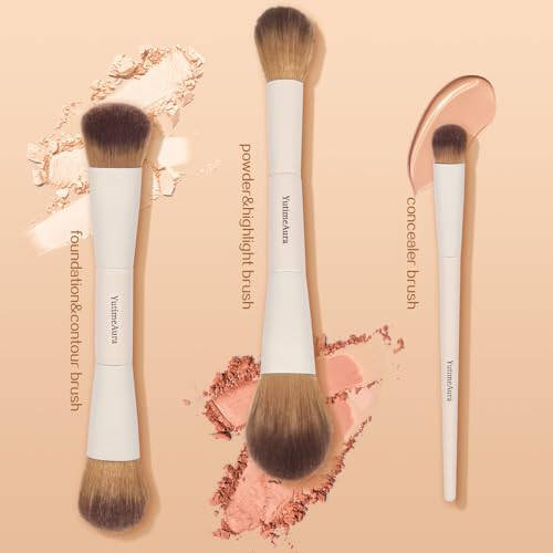 YutimeAura Makyaj Fırçası Seti 10 Adet, Bronzer, Kontür, Göz Farı, Allık, Kapatıcı ve Fondöten Uygulaması İçin Çift Taraflı Makyaj Fırçaları - 4