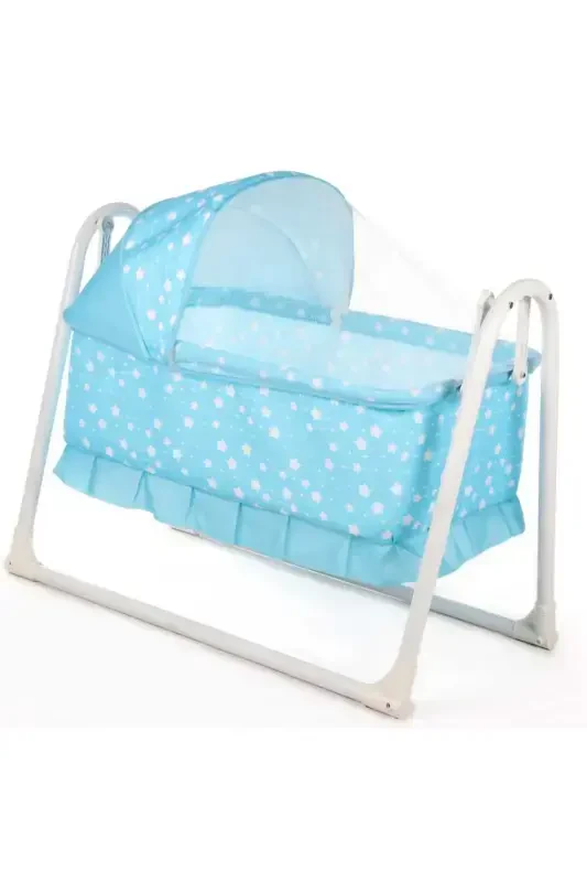 Yuvam Lüx Sepet Beşik Portatif Bebek Beşiği Sallanır Beşik-Mavi - TOMMYBABY