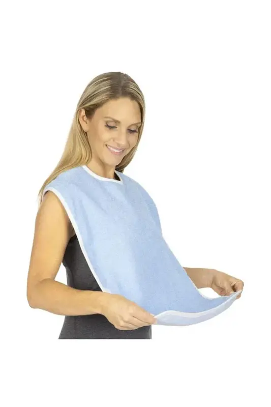 Yuviladigan bemor uchun ovqatlanish/ovqatlanish oldi tasmasi, kattalar uchun Velcro-cho'ntakli, 1 dona - 3