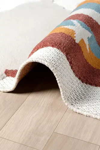 Yuviladigan chaqaloqlar bolalar xonasi gilami kamalak naqshli dog 'tutmaydigan antibakterial antiallergik AYAZ 10-KREM 1 - 3