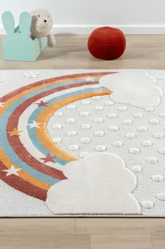 Yuviladigan chaqaloqlar bolalar xonasi gilami kamalak naqshli dog 'tutmaydigan antibakterial antiallergik AYAZ 10-KREM 1 - 4