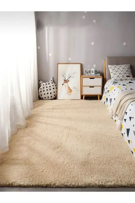 Yuviladigan Puffy Peluş Oshxona Yo'lak Xona Gilami Yo'lakcha - Bej - SARAR