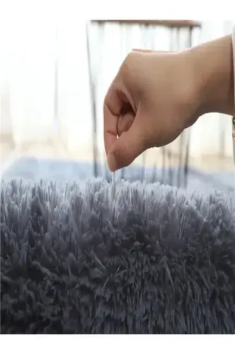 Yuviladigan Sirpanmaydigan Puffy Peluş Gilam Yollak-Antrasit - 1