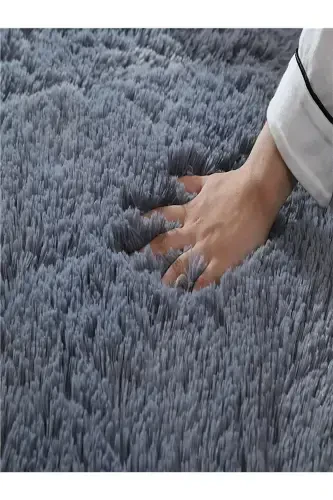 Yuviladigan Sirpanmaydigan Puffy Peluş Gilam Yollak-Antrasit - 4