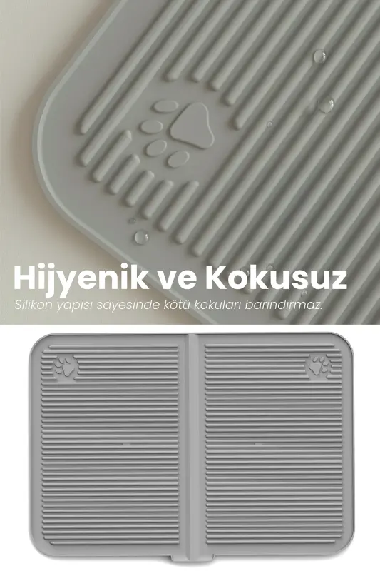 Yuvish mumkin bo'lgan katta hajmli 40x60 hovuzli mushuk axlati mat, silikon oziq-ovqat va axlat mat - 10