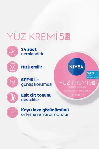 Yuz Kremi 100 Ml, Tengni Bir Xil qilish, 24 Soat Namlantirish, Terini Parvarish Qilish, SPF15 - NIVEA (1)