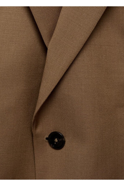 %100 işlenmemiş yün dar kesim blazer ceket - 5