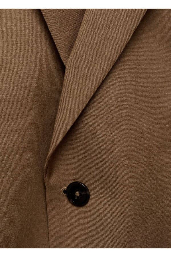%100 işlenmemiş yün dar kesim blazer ceket - 5