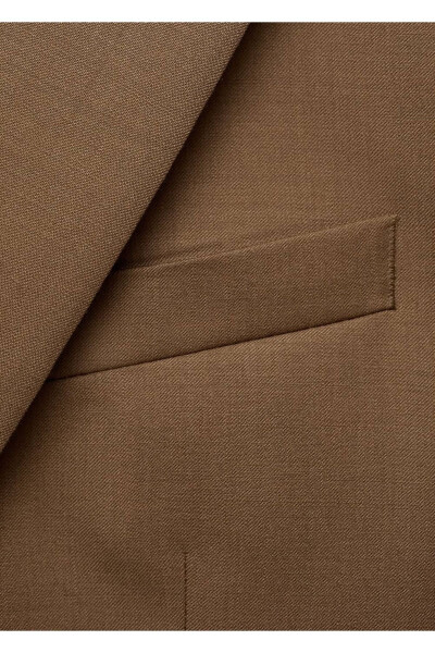 %100 işlenmemiş yün dar kesim blazer ceket - 8