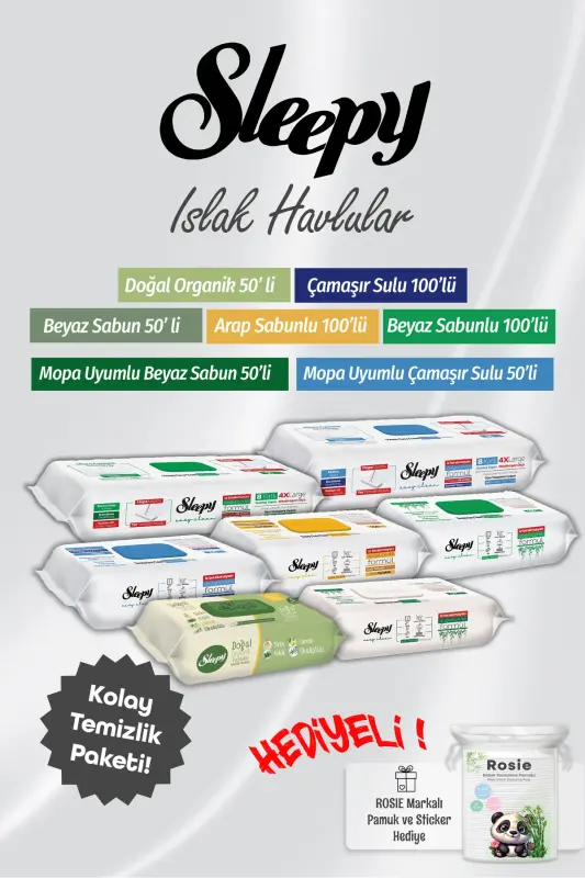 Yüzey Temizlik Havlu Seti 6'lı, Organik Mendil Ve Rosie Pamuk - 1