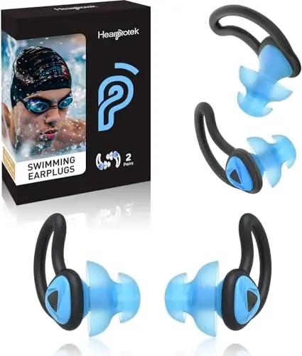 Ear Plugs for Swimming–2 Pairs Soft Silicone Reusable Waterproof Earplugs for Adults & Men Women, Custom Fit for Swimmers Ear, Pool, Beach, Snorkeling, Surfing, Kickboard Training(Sky Blue) - 7