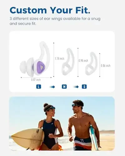 Ear Plugs for Swimming–2 Pairs Soft Silicone Reusable Waterproof Earplugs for Adults & Men Women, Custom Fit for Swimmers Ear, Pool, Beach, Snorkeling, Surfing, Kickboard Training(Purple) - 3
