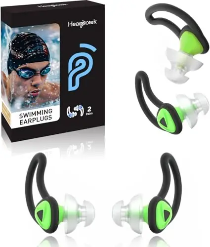 Ear Plugs for Swimming–2 Pairs Soft Silicone Reusable Waterproof Earplugs for Adults & Men Women, Custom Fit for Swimmers Ear, Pool, Beach, Snorkeling, Surfing, Kickboard Training(Green) - 6