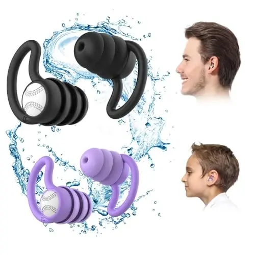 Swimming Ear Plugs Waterproof Earplugs - 2 Pairs Silicone Swim Ear Plugs for Adult Kids, Water Sports Earplugs for Showering, Bathing, Surfing - Keep Ear Water Out - 1