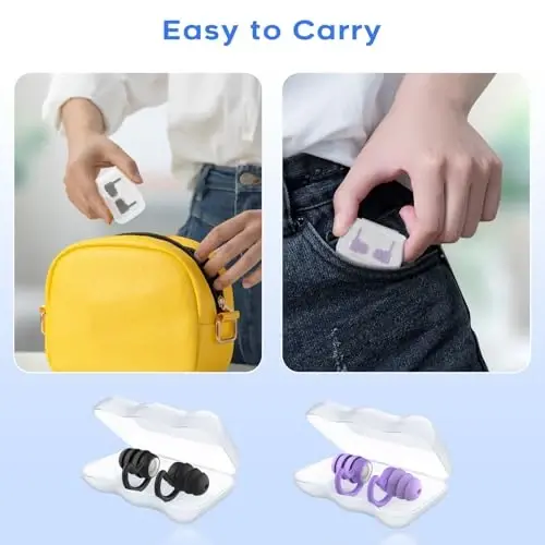 Swimming Ear Plugs Waterproof Earplugs - 2 Pairs Silicone Swim Ear Plugs for Adult Kids, Water Sports Earplugs for Showering, Bathing, Surfing - Keep Ear Water Out - 7