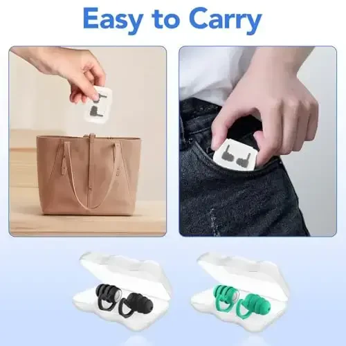 Swimming Ear Plugs Waterproof Earplugs - 2 Pairs Silicone Swim Ear Plugs for Adult Kids, Water Sports Earplugs for Showering, Bathing, Surfing - Keep Ear Water Out (Green, Black) - 7