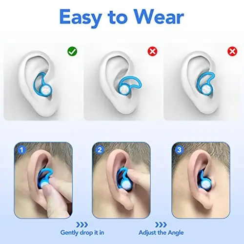 Swimming Ear Plugs Waterproof Earplugs - 3 Pairs Silicone Swim Ear Plugs for Adult Kids, Water Sports Earplugs for Showering, Bathing, Surfing - Keep Ear Water Out (Blue,Pink,Orange, One Size) - 6