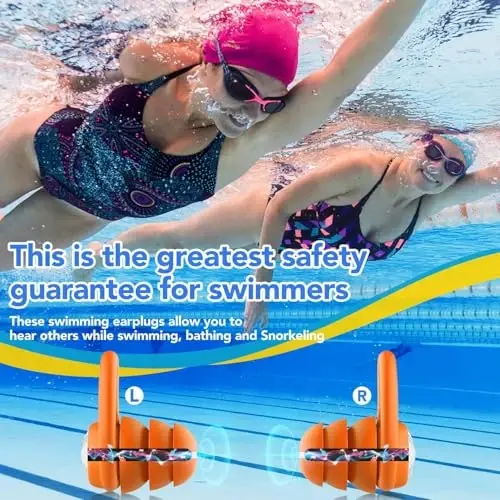 Swimming Ear Plugs Waterproof Earplugs - 2 Pairs Silicone Swim Ear Plugs for Adult Kids, Water Sports Earplugs for Showering, Bathing, Surfing - Keep Ear Water Out - 4